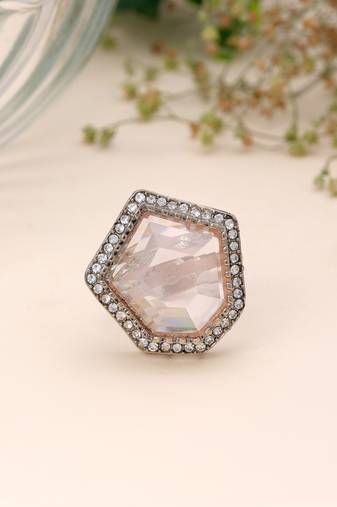 Light pink color traditional stone women's ring