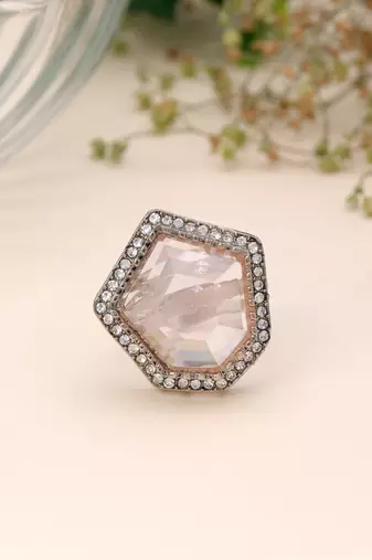 Light pink color traditional stone women's ring