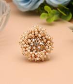 Gold & white color gajra kundan women's ring