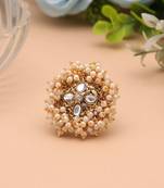 Gold & white color designer gajra kundan ring