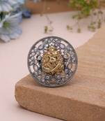Silver color dual tone oxidised rings traditional fashion style