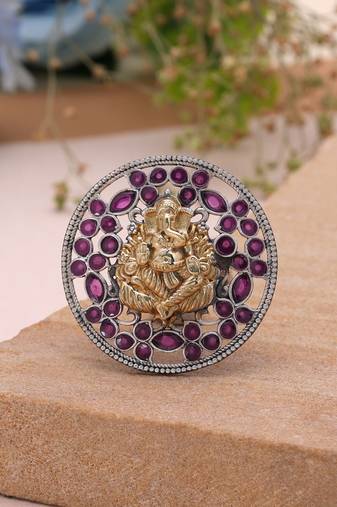 Purple color dual tone oxidised rings designer appeal