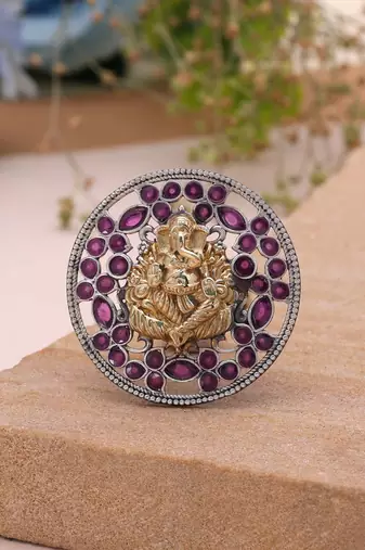 Purple color dual tone oxidised rings designer appeal