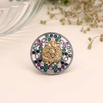 Multi color dual tone oxidised rings everyday fashion style 2