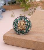 Green color dual tone oxidised rings traditional style