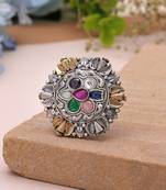 Multi color dual tone oxidised rings designer appeal