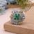 Green color dual tone oxidised rings traditional design