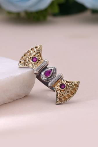 Purple color dual tone oxidised rings handmade fashion style
