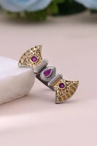 Purple color dual tone oxidised rings handmade fashion style