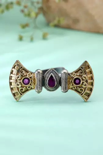 Purple color dual tone oxidised rings handmade fashion style