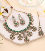 Traditional green color kundan jewellery set