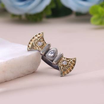 White color dual tone oxidised rings ethnic appeal 1