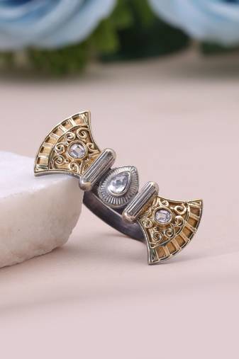 White color dual tone oxidised rings ethnic appeal