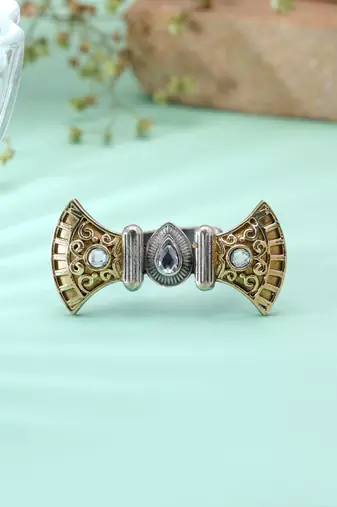 White color dual tone oxidised rings ethnic appeal