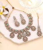 Light pink & light green color kundan jewellery set