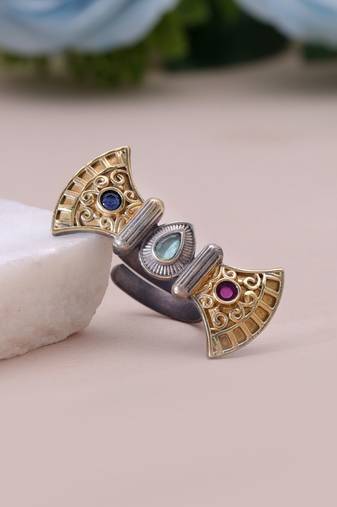 Multi color dual tone oxidised rings traditional finish
