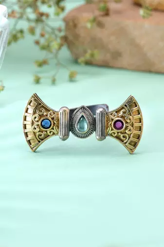 Multi color dual tone oxidised rings traditional finish