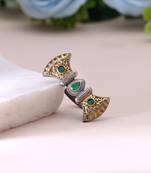 Green color dual tone oxidised rings fashion style