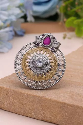 Purple color dual tone oxidised rings handmade appeal