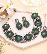 Green color designer kundan jewellery set