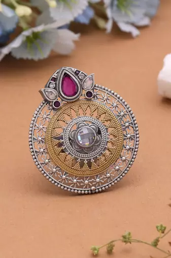 Purple color dual tone oxidised rings handmade appeal