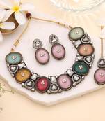 Multi color traditional kundan jewellery set