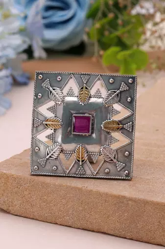 Rani color dual tone oxidised rings traditional fashion style