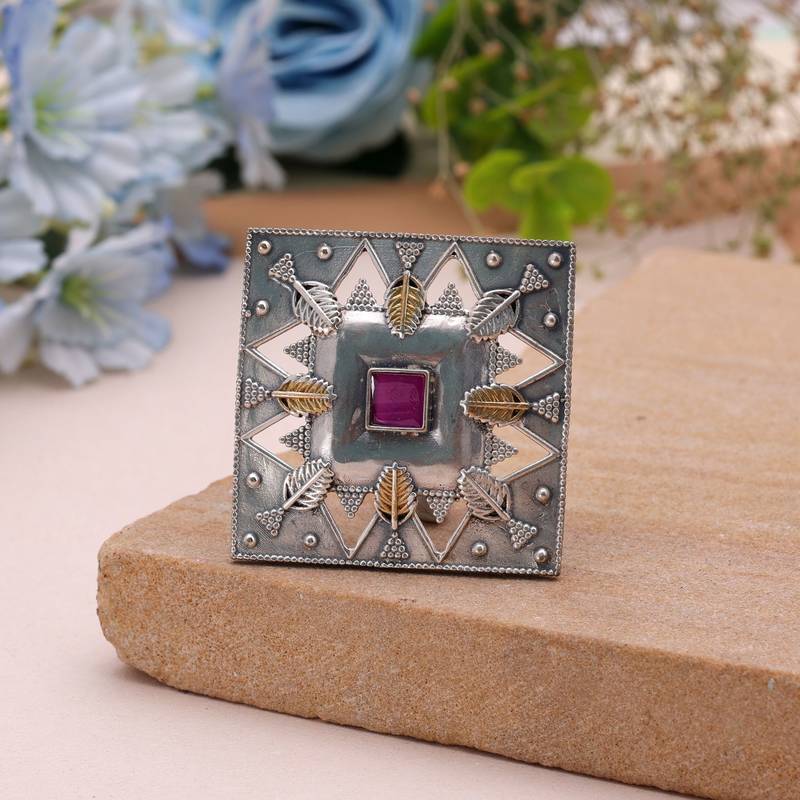 Rani color dual tone oxidised rings traditional fashion style