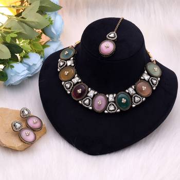 Multi color traditional kundan jewellery set 2
