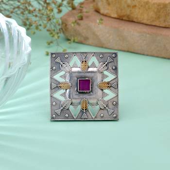 Rani color dual tone oxidised rings traditional fashion style 2