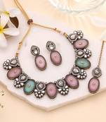 Light pink color traditional kundan jewellery set