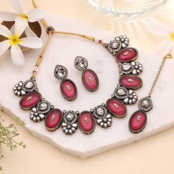 Maroon color traditional kundan jewellery set 1