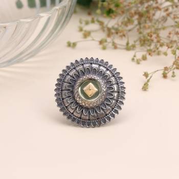 Gold & silver color dual tone oxidised rings designer finish 2