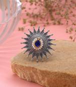 Blue color dual tone oxidised rings fashion appeal