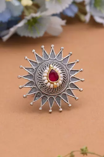 Rani color dual tone oxidised rings traditional jewelry style