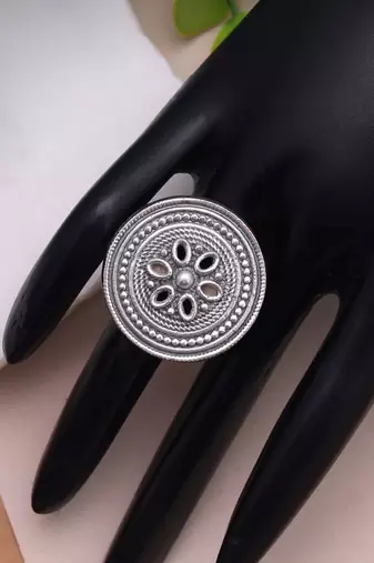 Silver color oxidised rings handmade ethnic style