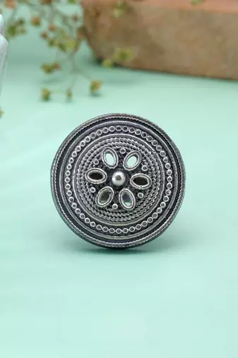 Silver color oxidised rings handmade ethnic style