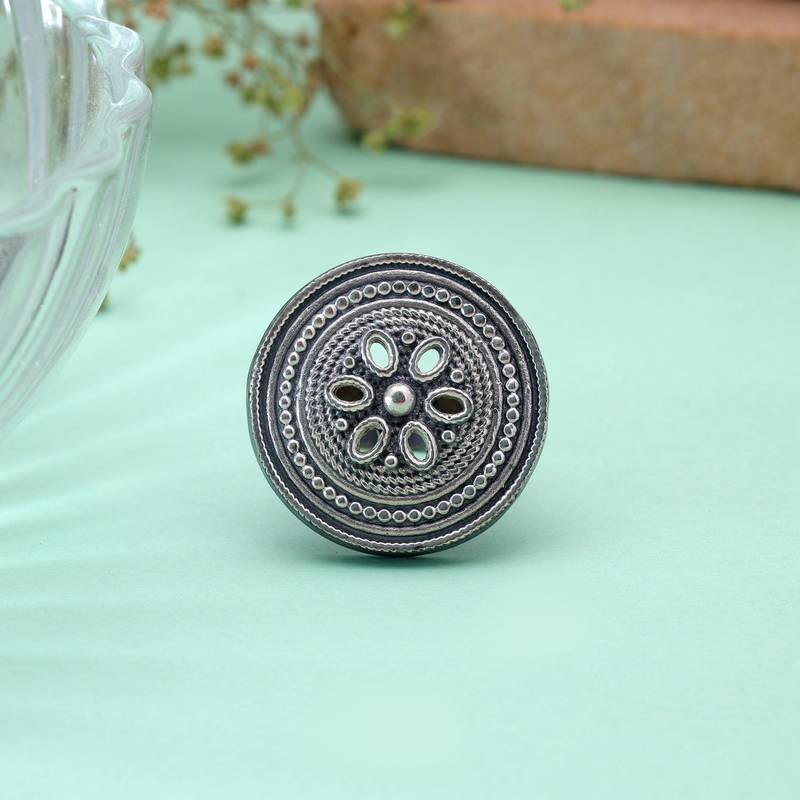 Silver color oxidised rings handmade ethnic style