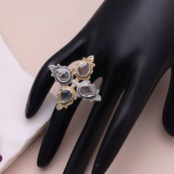 White color dual tone oxidised rings designer look 1