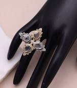 White color dual tone oxidised rings designer look