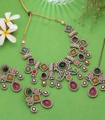Multi color traditional ethnic kundan jewellery set