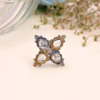 White color dual tone oxidised rings designer look 2