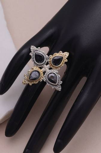 Black color dual tone oxidised rings jewelry finish