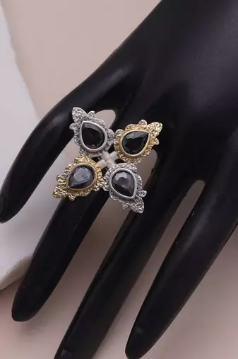 Black color dual tone oxidised rings jewelry finish