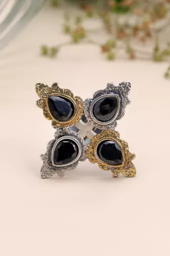 Black color dual tone oxidised rings jewelry finish