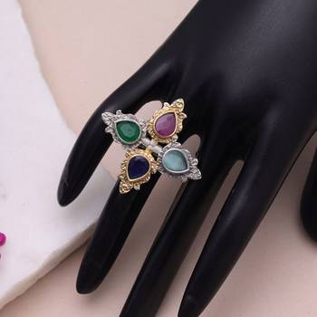 Multi color dual tone oxidised rings designer appeal 1