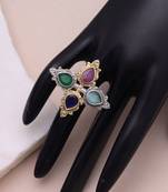 Multi color dual tone oxidised rings designer appeal