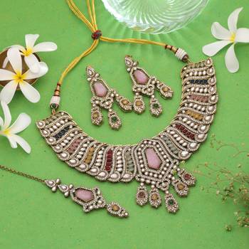 Multi color handmade kundan jewellery set 1