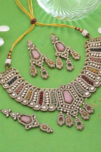 Multi color handmade kundan jewellery set