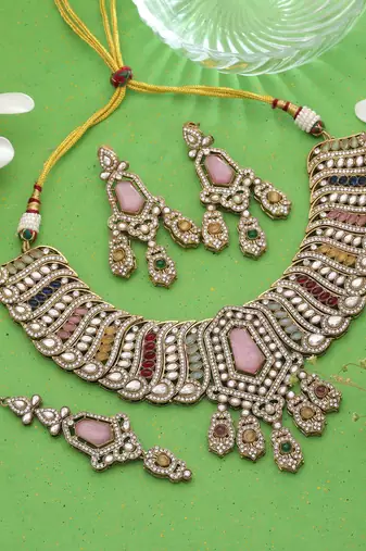 Multi color handmade kundan jewellery set